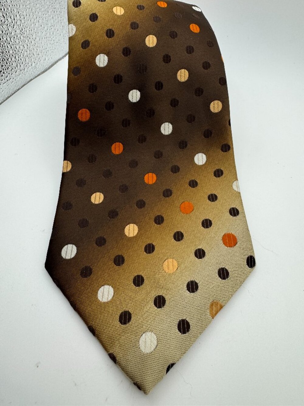 Vintage 70s Prince Igor Maxis Chicago Wide Tie Silk Polka Dot Brown 4 Inch Kippe